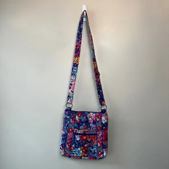 Vera Bradley Impressionista Floral Print Quilted Cotton Zip Crossbody Bag Purse - Picture 2 of 9